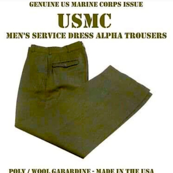 USMC US Marine Corps Issue Service Dress Green Alpha Trousers 35L EUC - Picture 1 of 6